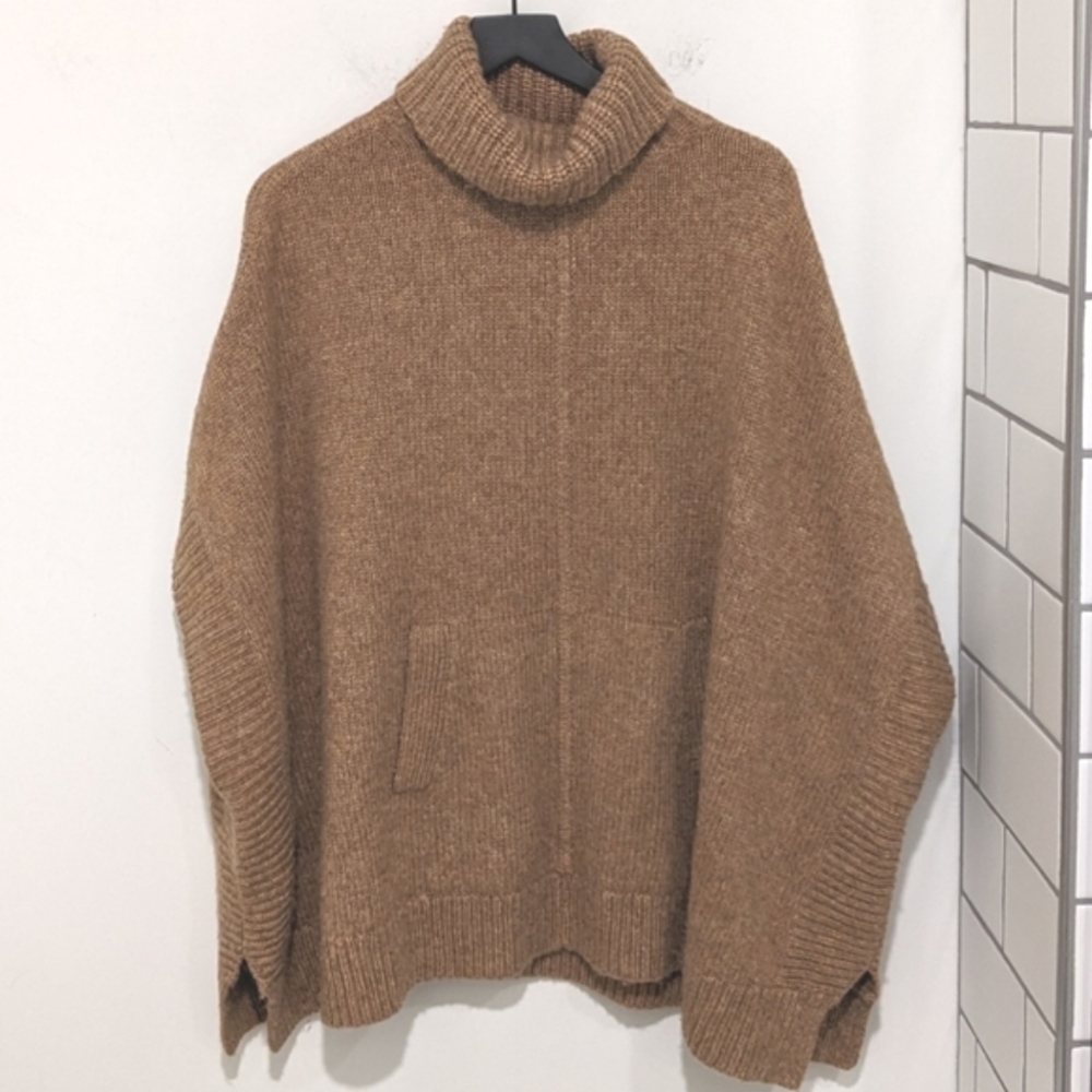 J. Crew Brown Turtleneck Poncho Sweater